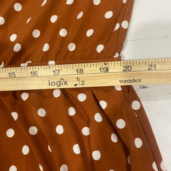 Rust Brown Polka Dot Flutter Sleeve Midi Dress Women XLP Girl With Curves Knit‎ - Picture 11 of 11